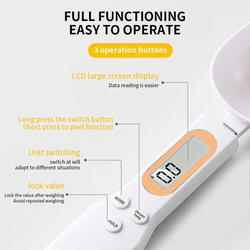 Balança Digital Colher Kitchya™ 500g - LCD Precisão 0.1g