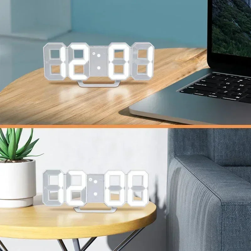 Relógio LED Digital 3D™ - Parede ou Mesa | 3 Níveis de Brilho | Alarme Inteligente