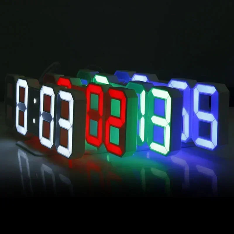 Relógio LED Digital 3D™ - Parede ou Mesa | 3 Níveis de Brilho | Alarme Inteligente