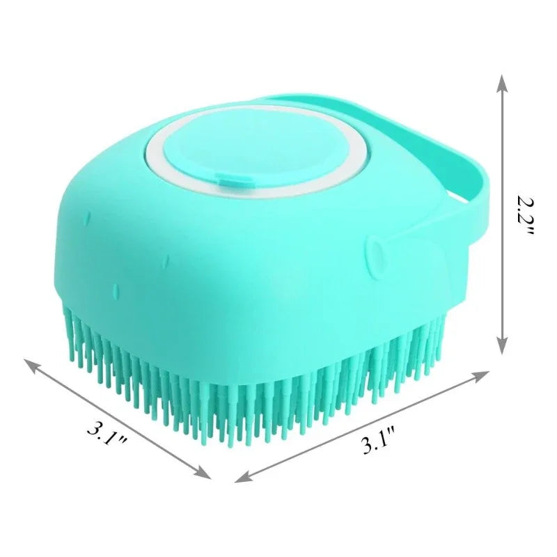 Escova de Banho 2 em 1™ com Dispenser de Shampoo – Massagem e Limpeza Suave para Pets