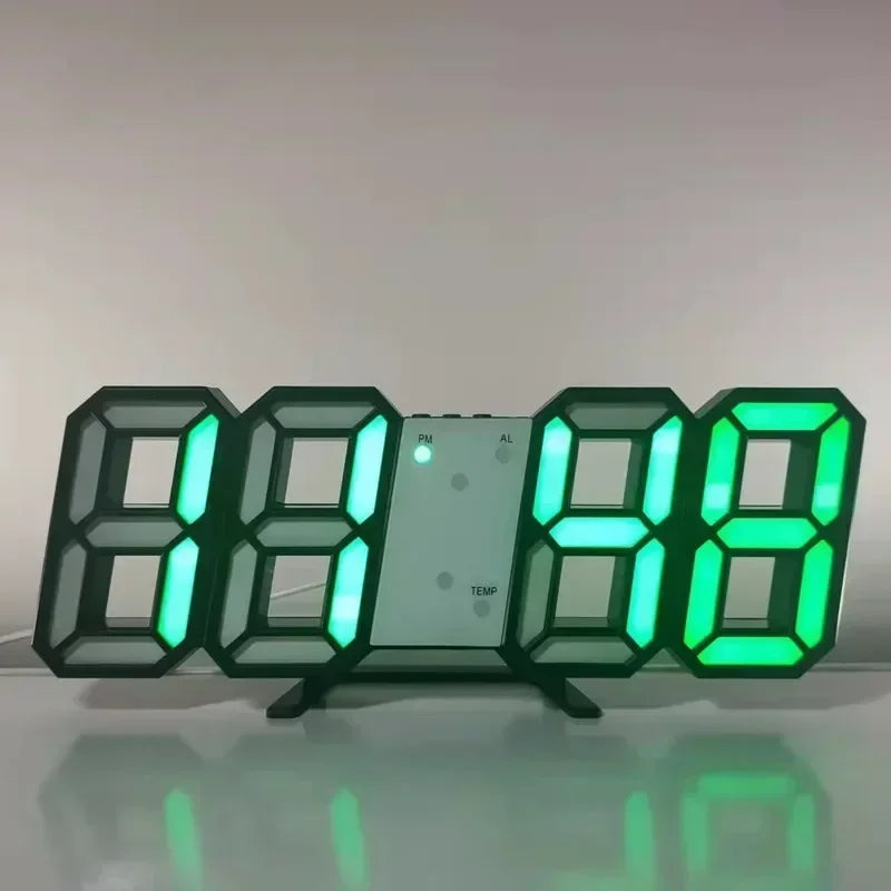 Relógio LED Digital 3D™ - Parede ou Mesa | 3 Níveis de Brilho | Alarme Inteligente