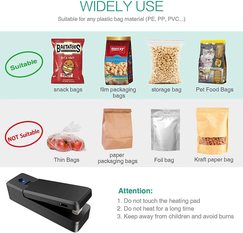 Mini Seladora USB™ 2 em 1 – Conserve Alimentos Sempre Frescos com Praticidade!