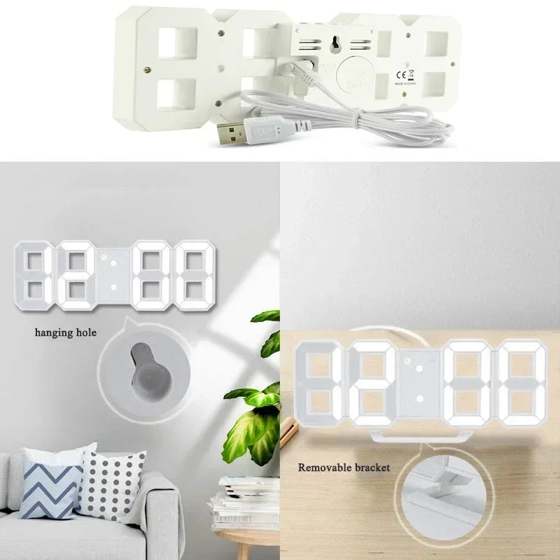 Relógio LED Digital 3D™ - Parede ou Mesa | 3 Níveis de Brilho | Alarme Inteligente