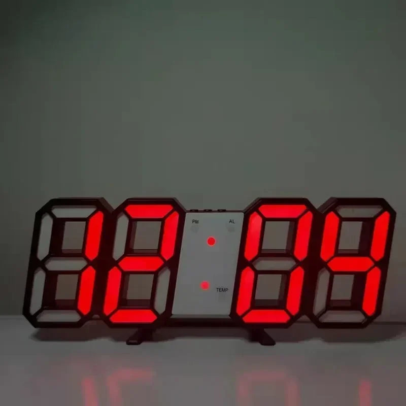 Relógio LED Digital 3D™ - Parede ou Mesa | 3 Níveis de Brilho | Alarme Inteligente
