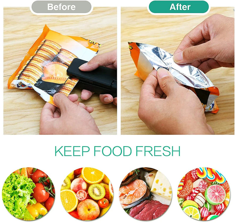 Mini Seladora USB™ 2 em 1 – Conserve Alimentos Sempre Frescos com Praticidade!