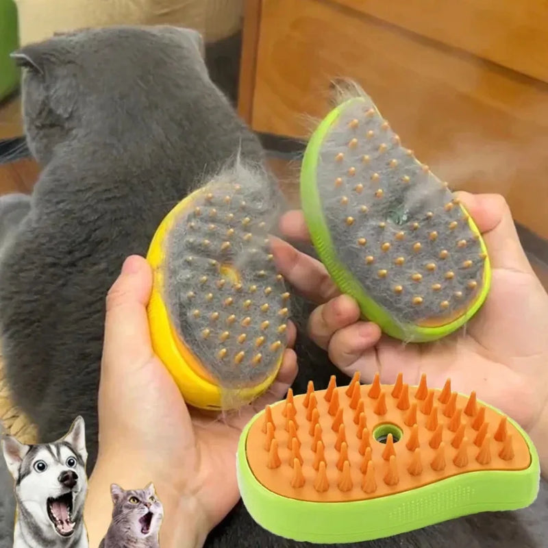 Escova Vapor Premium™ para Pets - Desembaraça e Massageia Cães e Gatos