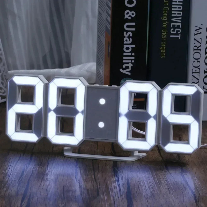 Relógio LED Digital 3D™ - Parede ou Mesa | 3 Níveis de Brilho | Alarme Inteligente