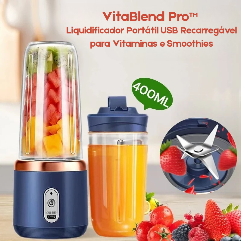 VitaBlend Pro™ - Liquidificador Portátil USB Recarregável para Vitaminas e Smoothies